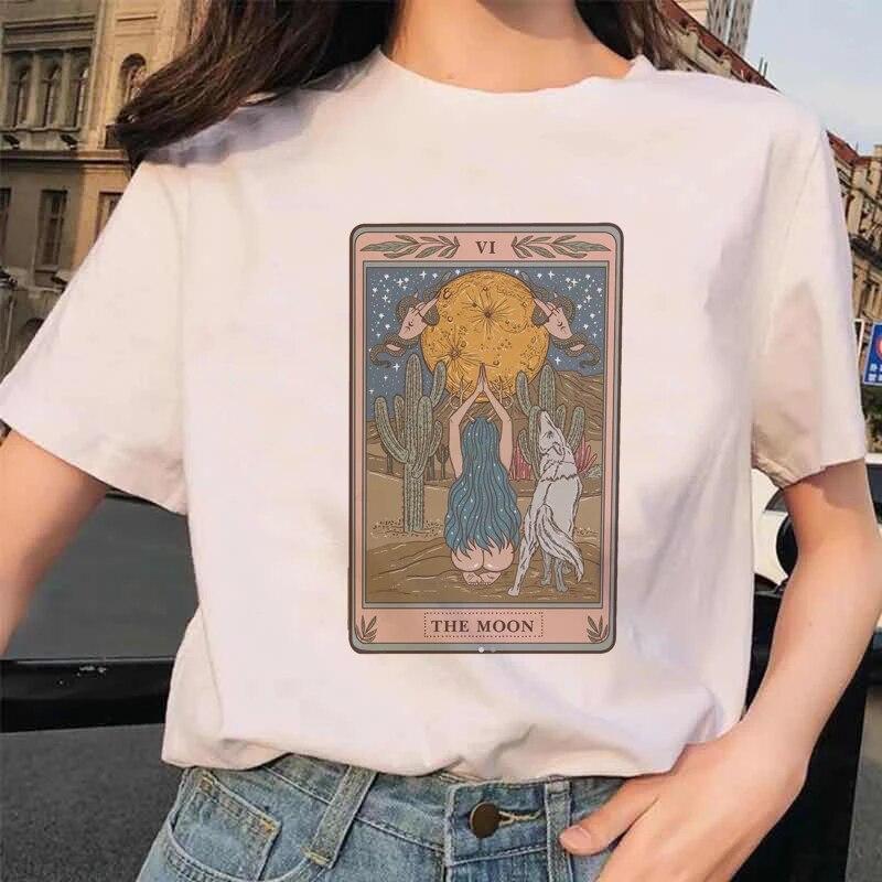 Ženy Tarot Tričko s potiskem milenců 90S Tričko Trend Kreslený Letní Módní Potisk Oblečení s krátkým rukávem Topy Trička Tričko Tričko