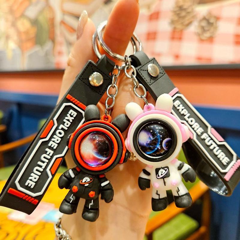 Cartoon Rabbit Keychain Cute Astronaut Rabbit Doll Keyring Bag Pendant Couple Car Keyholder Creative Bag Charm Accessories