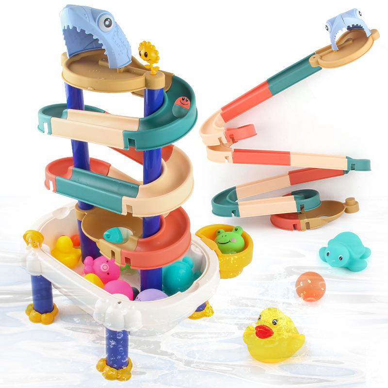 Children'S Diy Ball Track Building Block Table, Baby Bathing And Playing Water Building Block Intellectual Toys