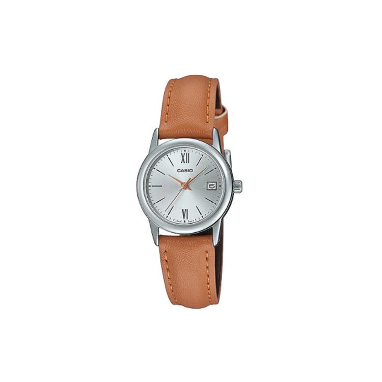 CASIO Women s Standard Series Silver Watch LTP-V002L-7B3 LTP-V002L-7B3 Orange Brown Strap