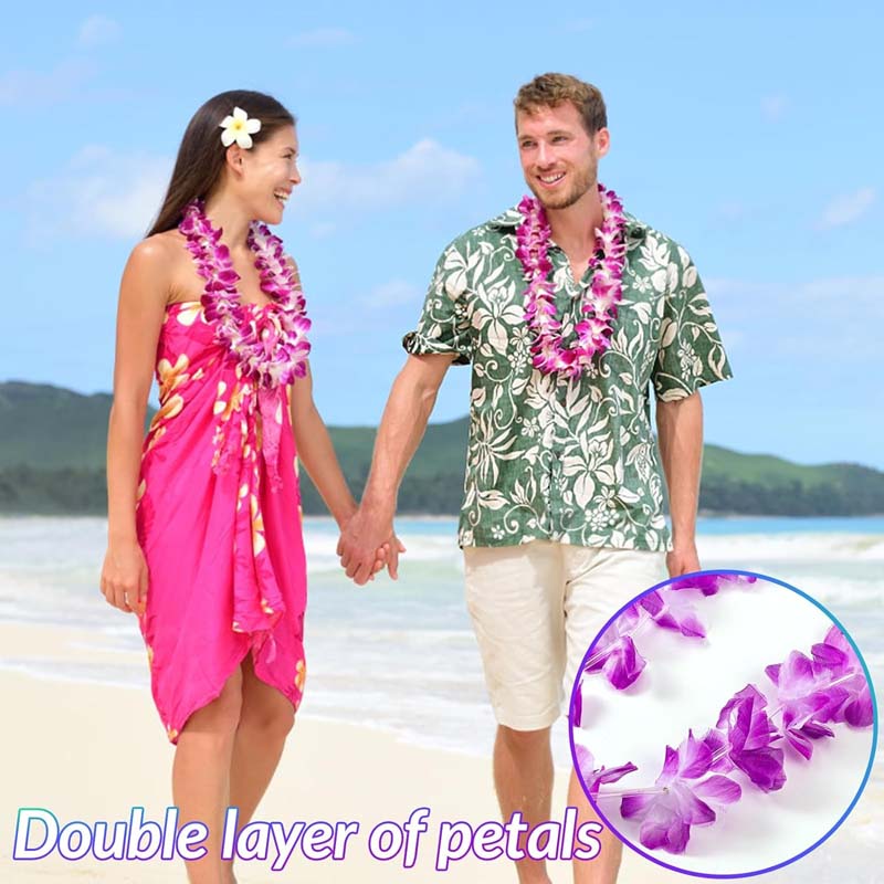 Hawaiian Lei Hula Garland Fancy Dress Up 100cm Flower Necklace Beach Party Prop