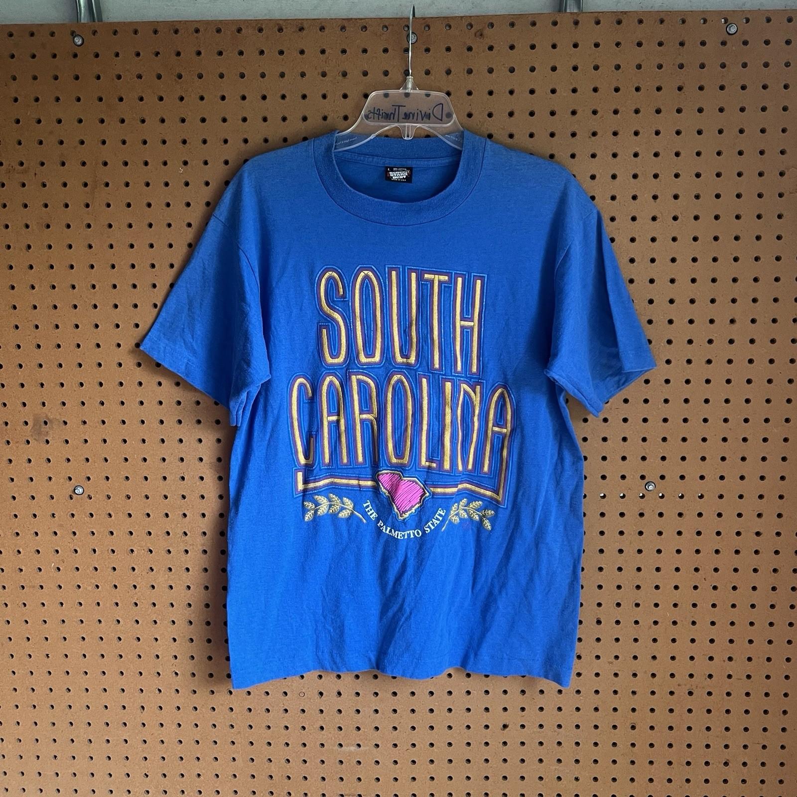 Vintage 90’s South Carolina Tourist T-Shirt Blue Size Large Single Stitched L