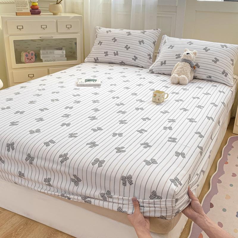 Baby Grade Pure Cotton Fitted Mattress Protector Fresh Washable Cotton Bed Sheet Full Set 3 Pieces Soft Breathable Durable Bed Cover