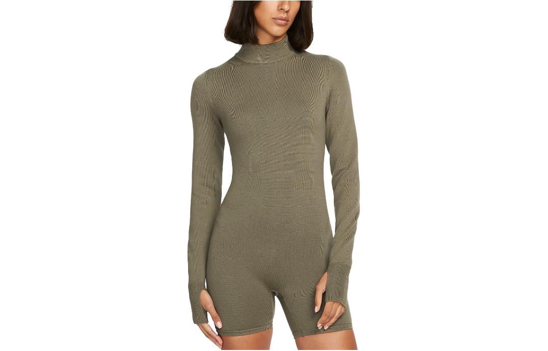 Nike Bodysuits Women s Olive Crew Neck DR5403-222 XS