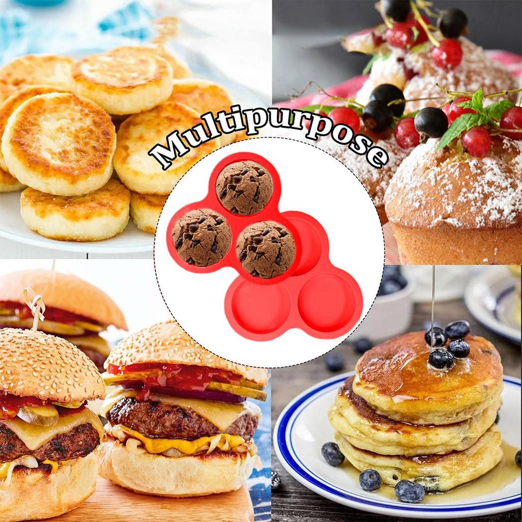 Silicone Molds for Air Fryer 3-Cavity Egg Mould Silicone Air Fryer Cups for Small Cakes Puddings Hamburgers Breakfast Sandwich