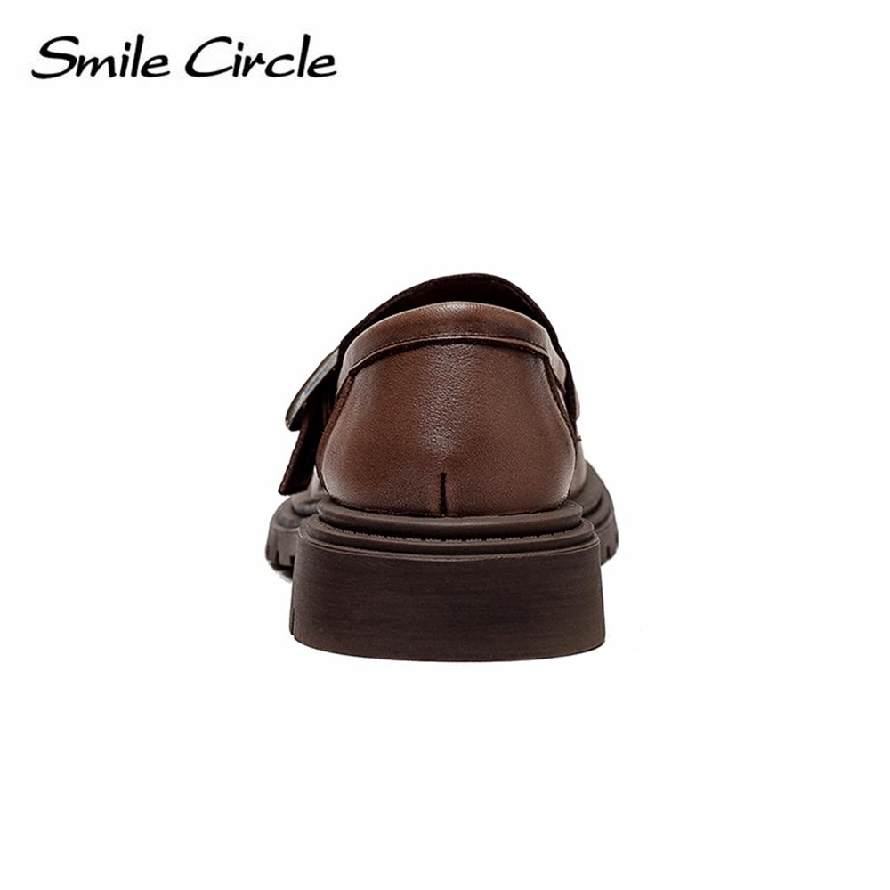 Mocassins pour femmes en cuir naturel, boucle métallique, chaussures plates tendance, tige basse, slip-on, chaussures décontractées pour femmes