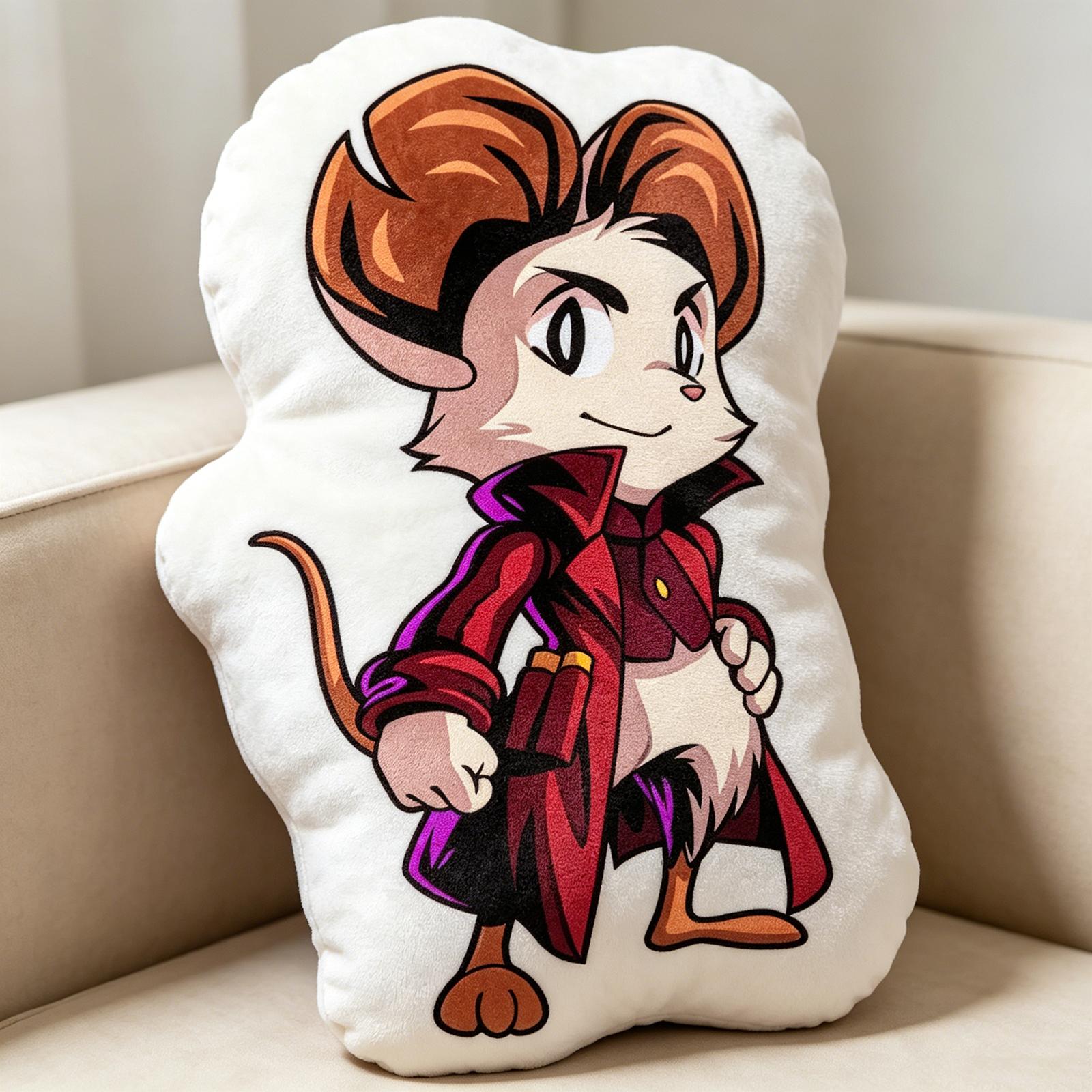 Plush Pillow Featuring Cartoon Mouse Character in Formal Attire Soft Stuffed Toy for Gaming Merchandise Collectible 30cm Longest Side One Size