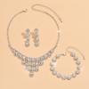 3 Stück Klaue Kette Perle Damen Halskette Ohrringe Armband Zirkon Set Kleid Dinner Halskette Accessoires