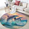 Dolphins Round Area Rug,Carpet Rug for Living Room Bedroom Sofa Playroom Decor,Non-slip Floor Mat