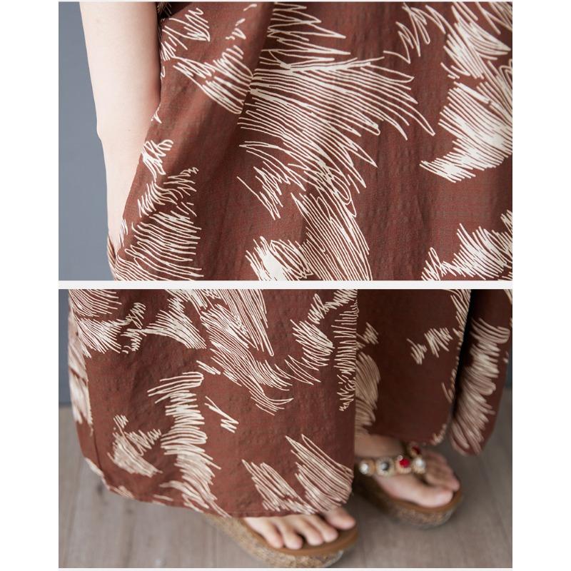 DIMANAF 2025 Sommar Dam Plus Size Klänning Vardagsklänning Strand Lös Vintage Tryck Basic Lång Klänning Maxi