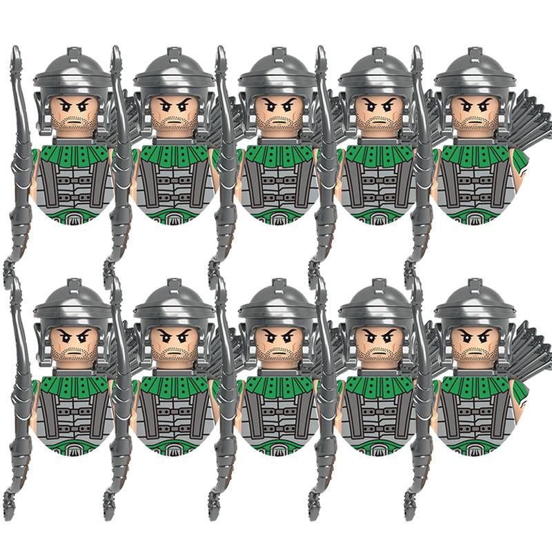 

10 шт. Детские игрушки Средневековье Древнегреческий Тяжелая пехота Бронированный рыцарь Лучник Военные фигурки Боевая экипировка Модель Подарки для мальчиков