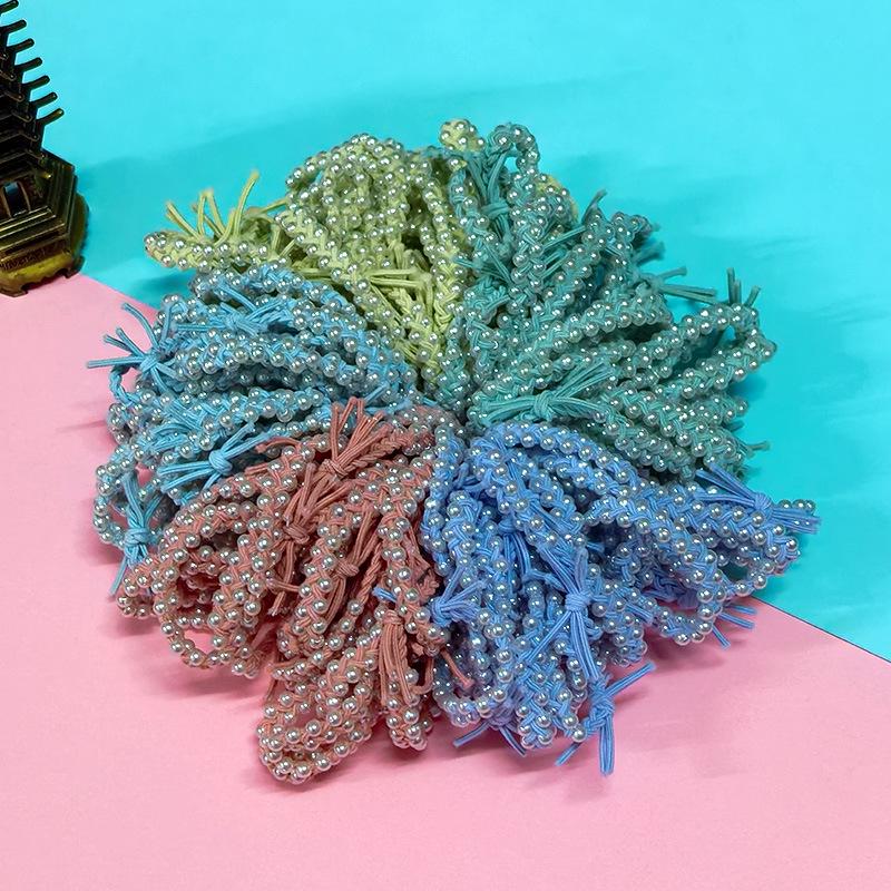 High Elastic Korean Style Hair Ties with Round Beads - Durable, Thickened Rubber Band Hair Accessories for Women
