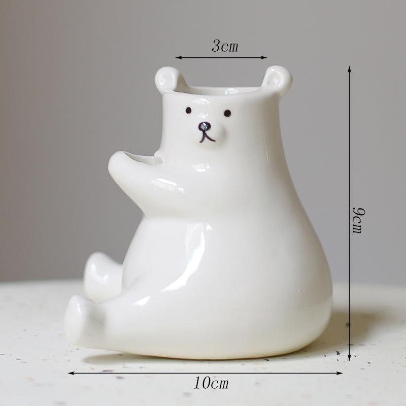 

1pc New Cartoon Cute Ceramic Teddy Bear Hydroponic Plant Flowerpot Desktop Vase Creative Gift Decoration Floral Arrangement белый