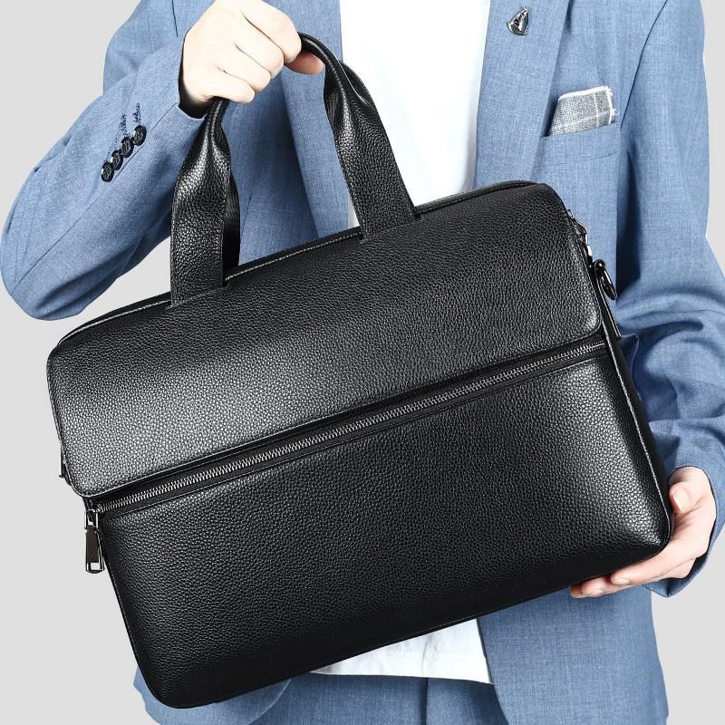 Real Cowhide Men s Bag Genuine Leather Briefcase High-end Handbag Computer Business Crossbody Official