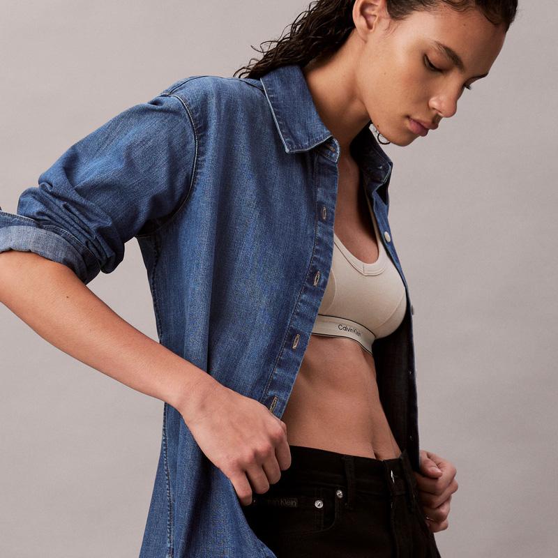 Calvin Klein Vintage Casual Commuter Loose Cotton Denim Shirt Women shirts 47D758G