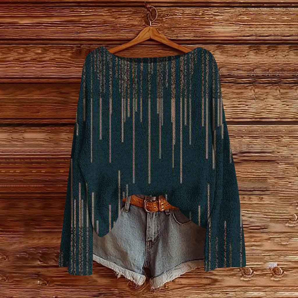 Women's Fashion Vintage Lightweight Sweater Casual Long-Sleeve Knit Pullover Top