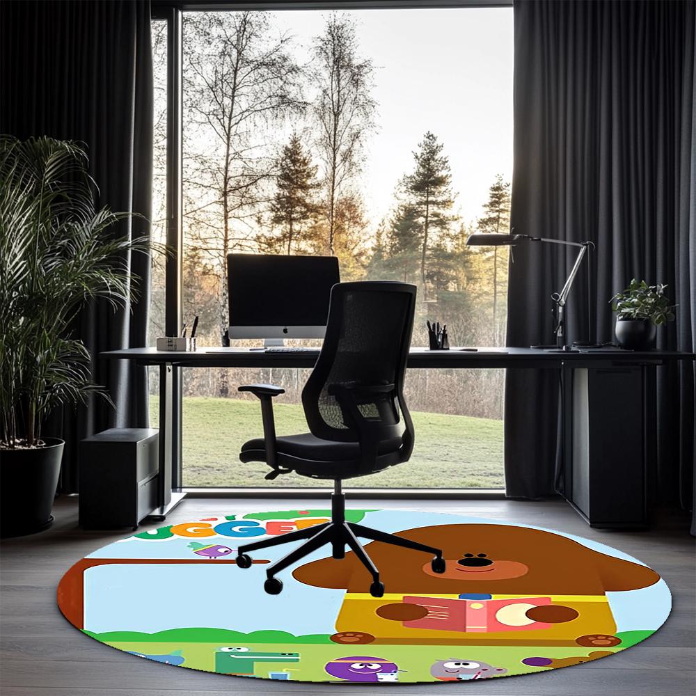 Hey Duggee Printed Round Rug Carpet Chair Rug Area Rug Entryway Doormats,for Office Chair Living Room Bedroom Kitchen Room.
