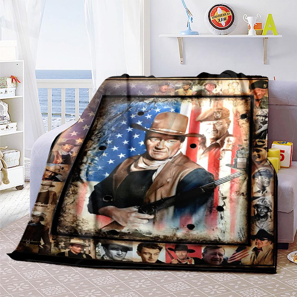 John Wayne Western Cowboy Hat Blanket Soft Comfortable All Seasons Perfect Sofa Office Nap Travel Festive Gift