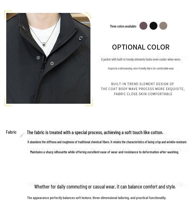 2026 Men's Stand-Up Collar Spring Jacket - Trendy Casual Outerwear