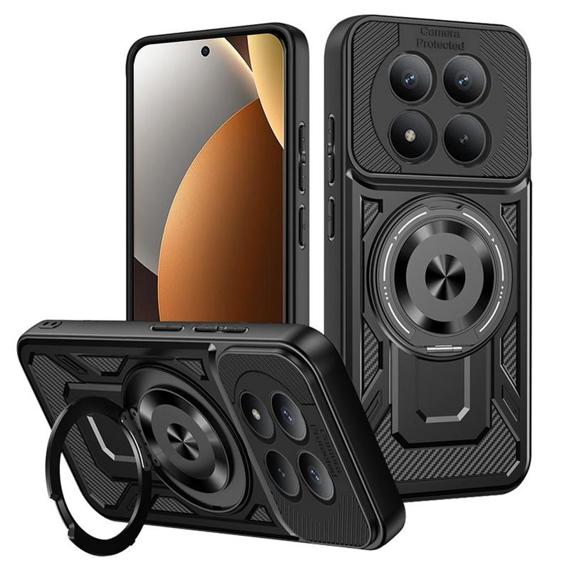Luxury Magnetic Stand Phone Cases for Xiaomi Redmi Note 15 14 13 Pro Plus Shockproof Armor Carbon Fiber Clashing Protector Cover