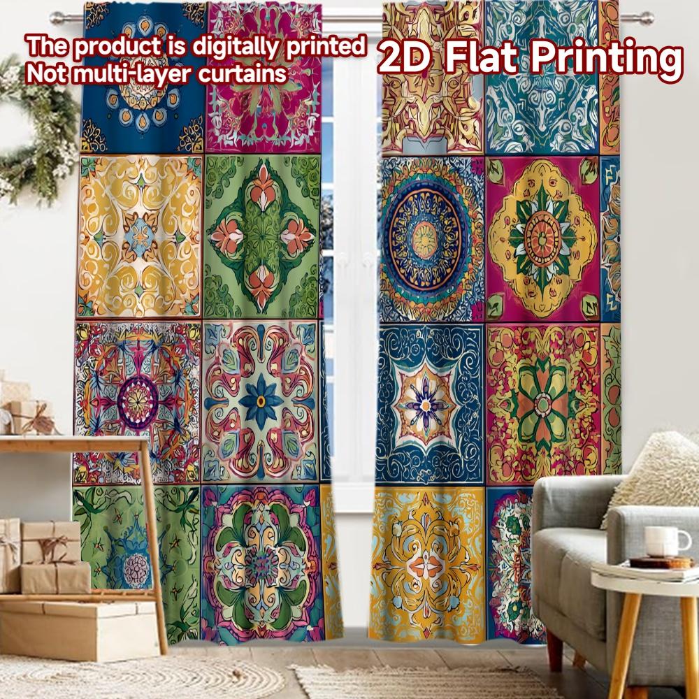 

2pcs, 2D FLAT PRINTING Curtains (Without Rod) Mosaic Harmony Halloween Festival Fashion Curtains Fabric Curtains All Seasons 52.50 × 116.00 cm 2 pcs