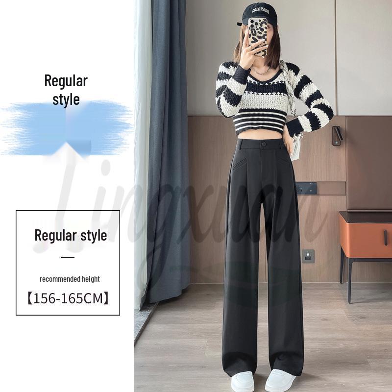 2026 Autumn Women s Wide-Leg High-Waisted Drape Slimming Straight-Leg Pants Medium