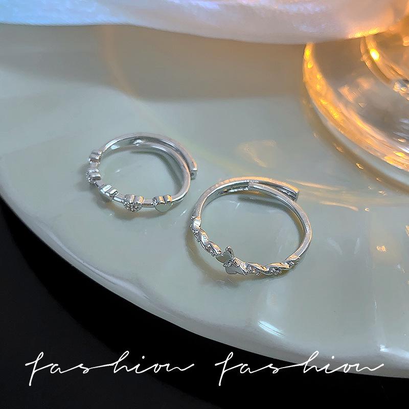 Elegant Butterfly Zircon Silver Ring: Women's High-End Luxury Style Jewelry