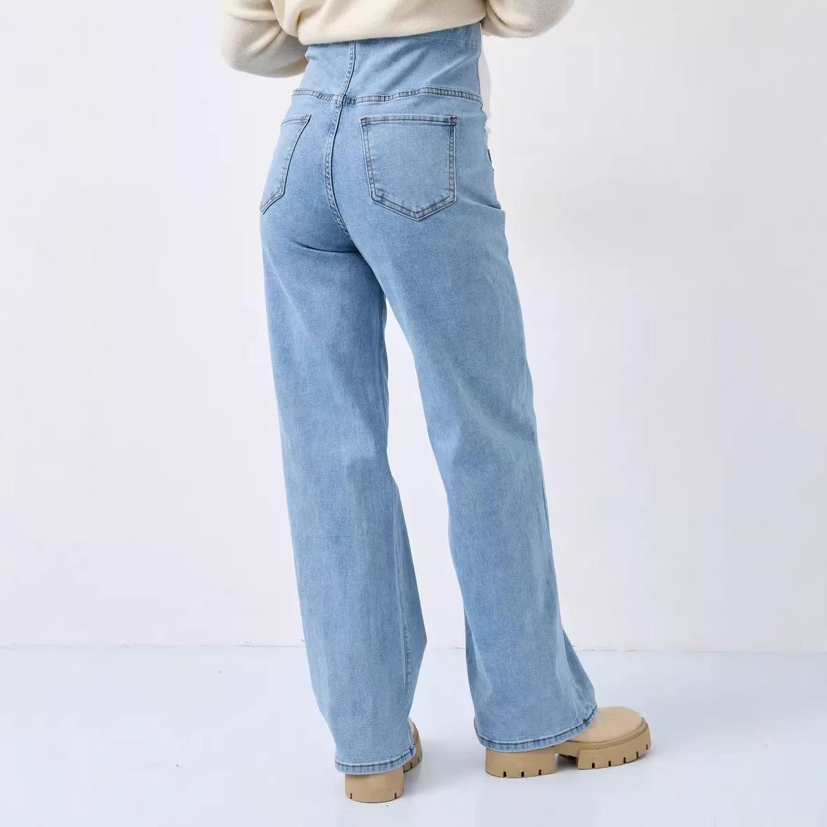 

Maternity High-Waisted Slimming Straight Leg Jeans - Versatile European American Fashion. XXL синій