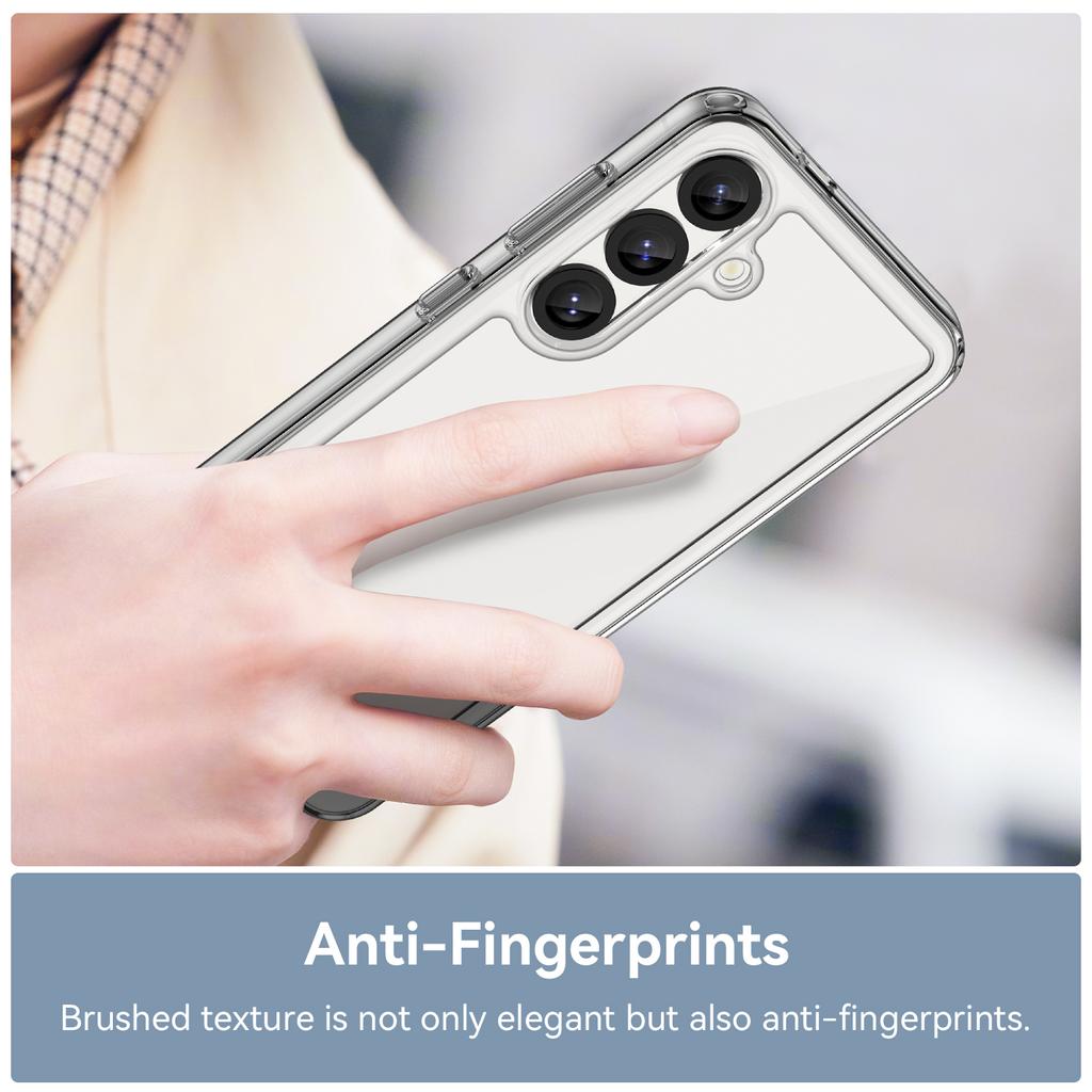 WANLONFENG MF Series for Samsung Galaxy S25+ Case TPU+Acrylic Clear Phone Cover with Tempered Glass Film