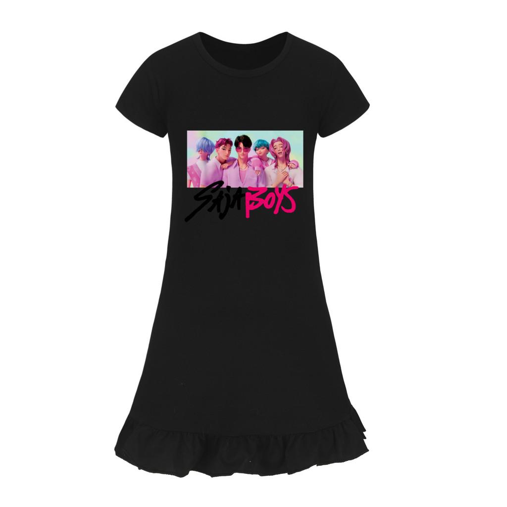 5028 Kids Girls Sajaboys Mira Zoey Rumi Printed Ruffle Short Sleeves Casual Dress