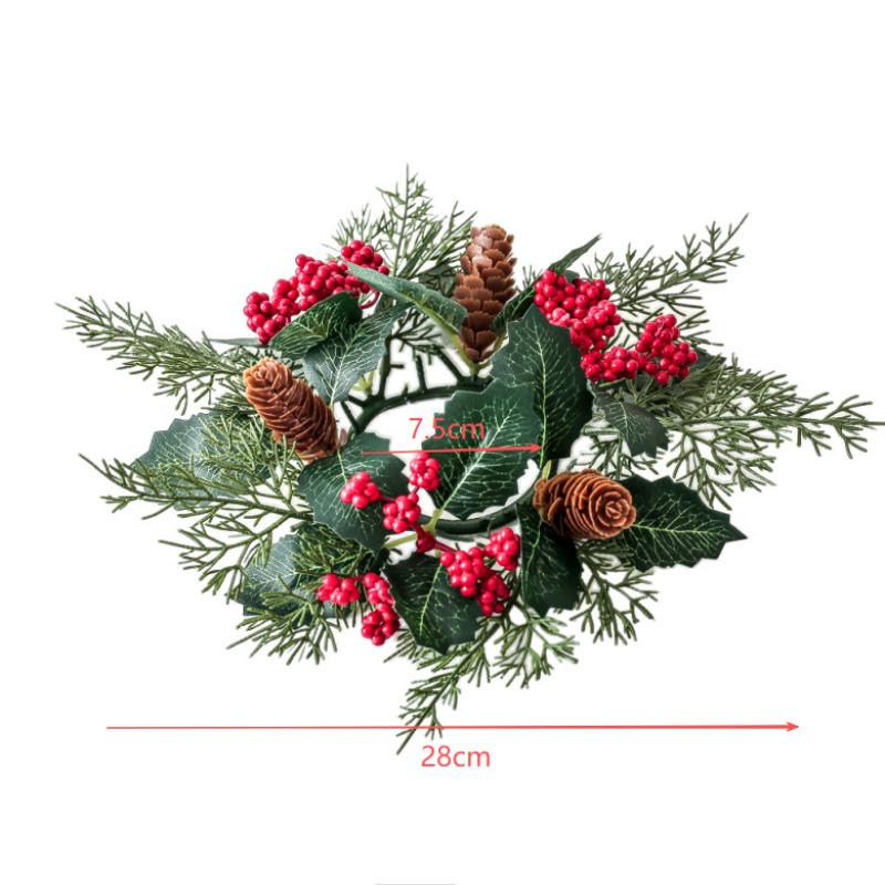 Christmas New Year Table Decoration Leaf Candlestick Wreath Party Home Table Decor Artificial Leave Candle Ring Garland