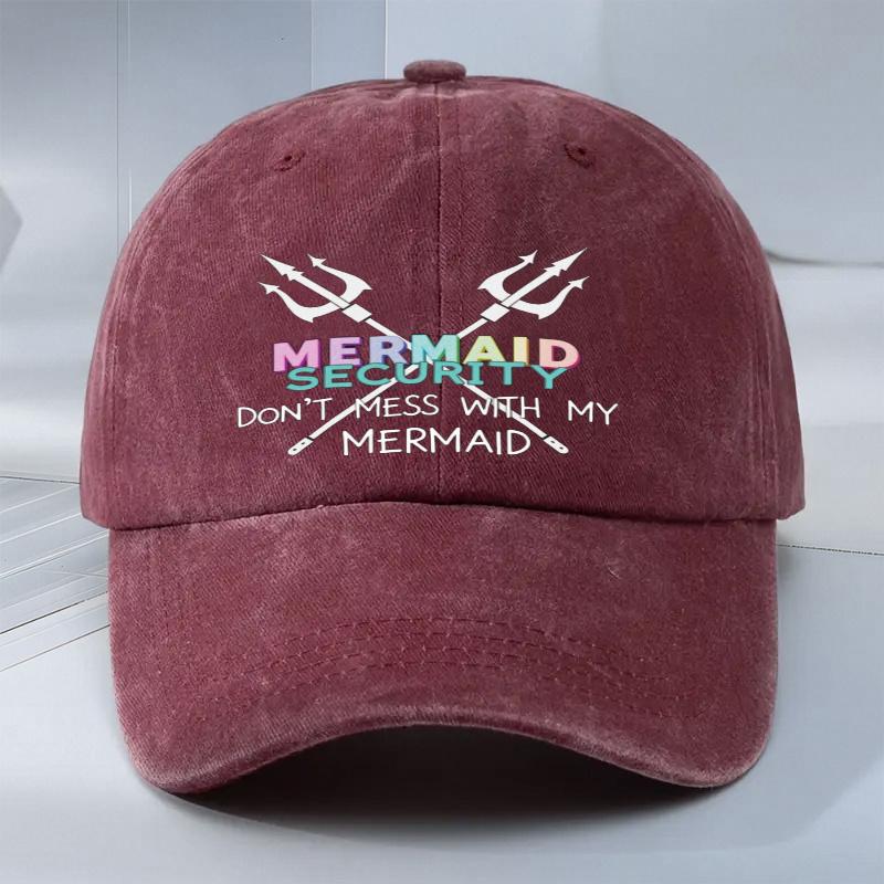 Mermaid Security Dont Mess With My Mermaid Baseball Cap Adjustable Polyester Casual Outdoor Hat Unisex One Size