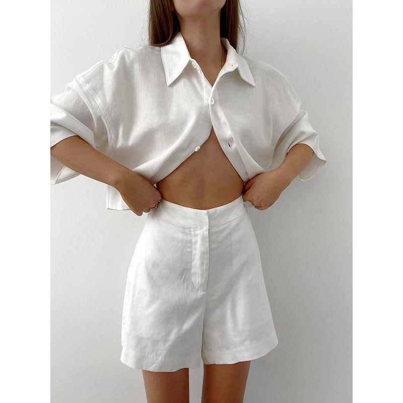 Fashion Fashion Casual White Summer Half Sleeves Shirt Shorts Suit Shirt and Shorts Suit