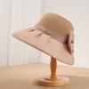 Hepburn style organza bow straw hat women's beach hat French retro big-brimmed bucket hat foldable sun hat