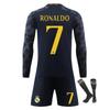 Kids Sports Gear Real Madrid Ronaldo Football Jersey Set Black Short Sleeve Training Uniform