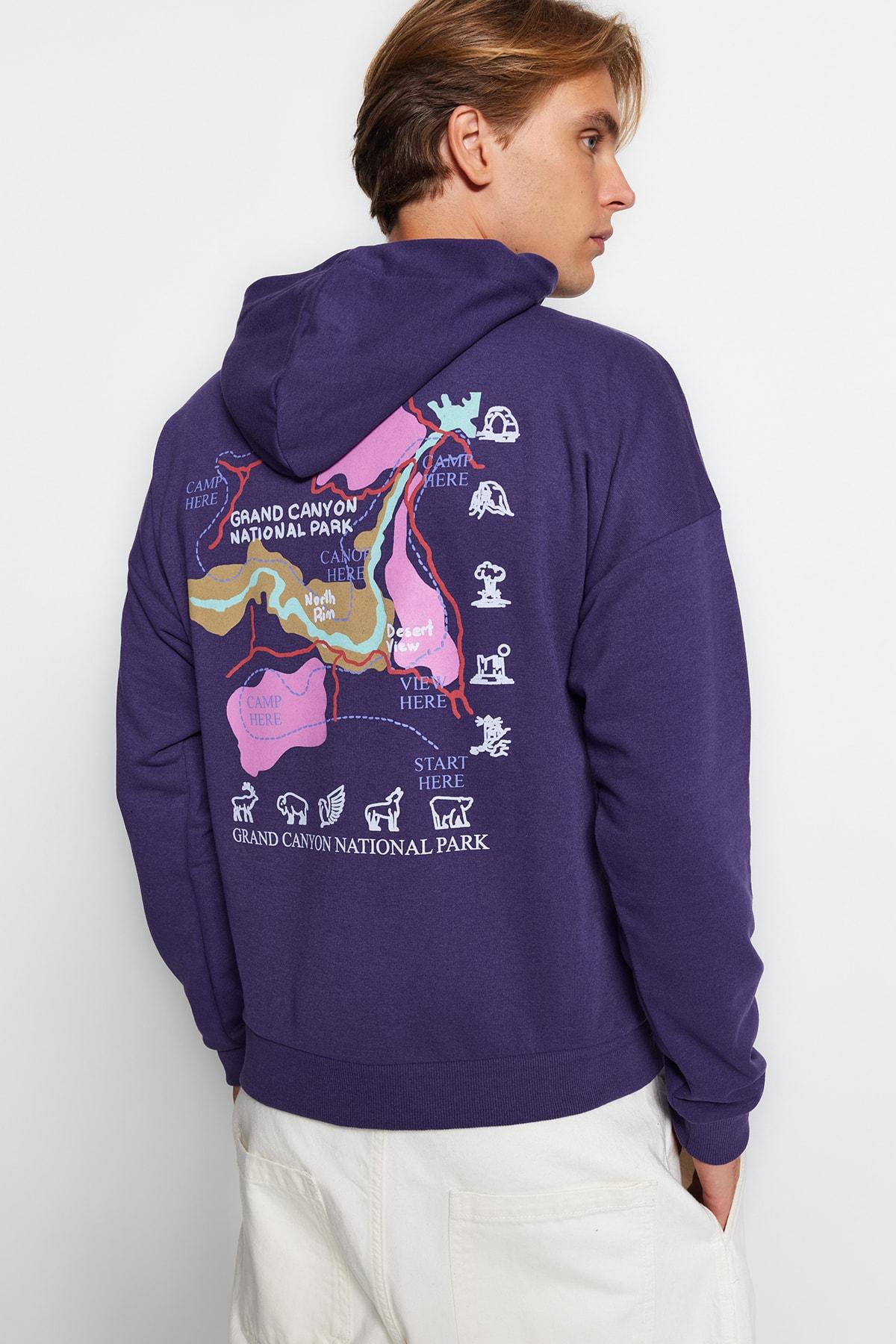 

Фиолетовая мужская толстовка с капюшоном большого размера/широкого кроя TMNAW23SW00114...