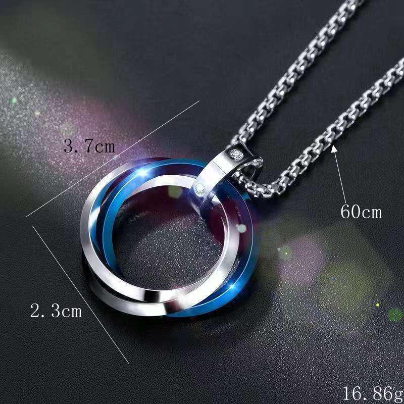 

Стильное ожерелье с тремя кольцами из титановой стали для мужчин и женщин — аксессуар в виде цепочки для свитера в стиле хип-хоп