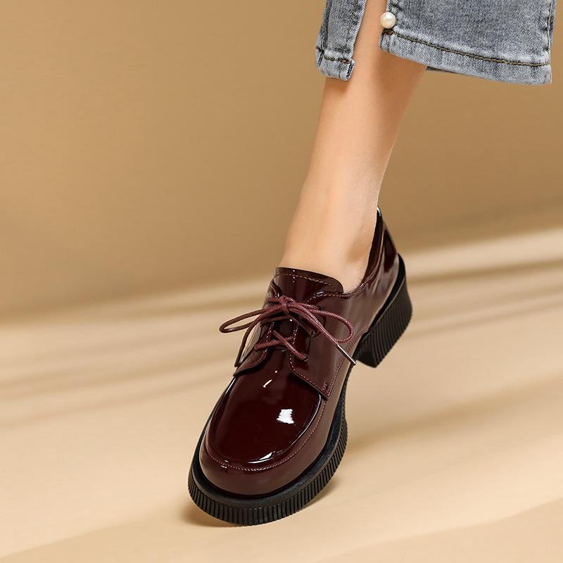 Fashion 5CM Autumn Spring Women Oxford Flats Shapes Brogue Leather Full Black Office Outsole Mole Female Ballet Derby Shoes Ladies