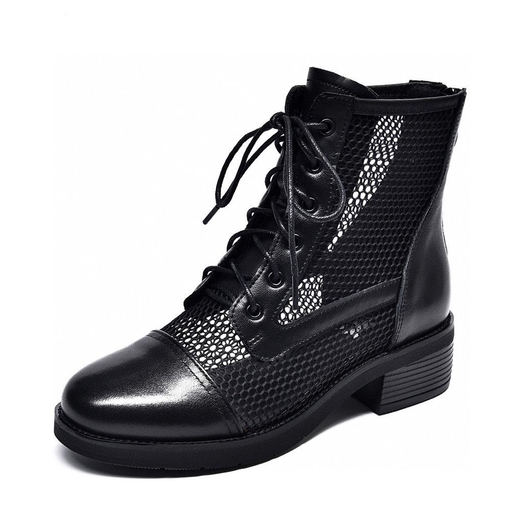 Summer fashion net boots trendy shoes new first layer cowhide mesh Martin boots flat women's shoes net shoes