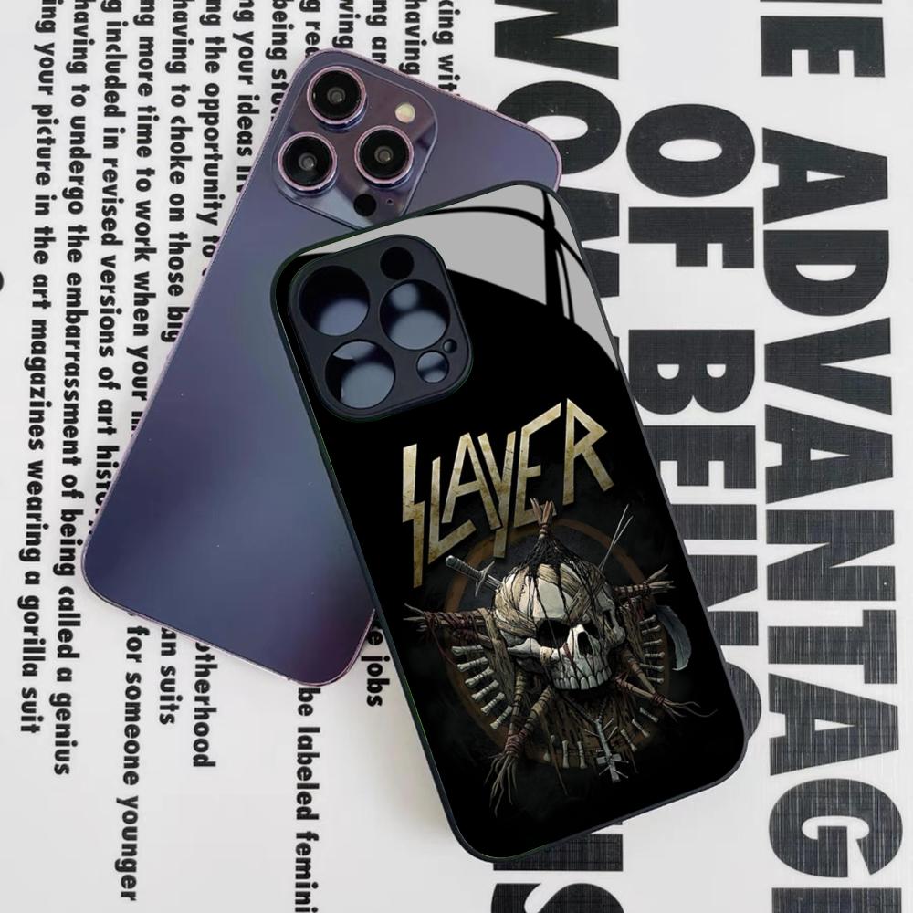 Slayer Heavy Metal Rock Band Phone Case for Iphone 17 16 15 14 12 11 13 Pro Max Mini X Air Puls Black Glass Cover