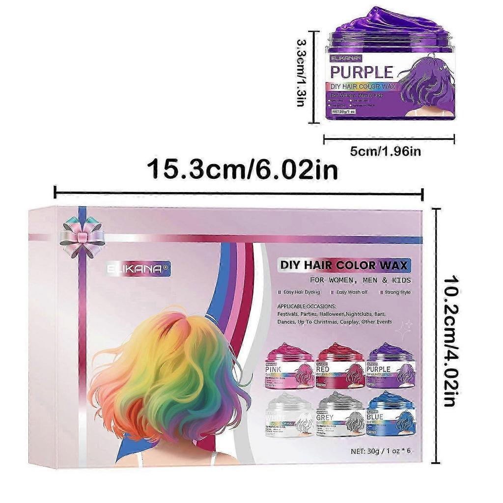 6 Colors Temporary Hair Color Wax, Instant Hair Dye Hair Coloring Wax Mud for Men Women Kids Daily Party Cosplay Halloween DIY Hair Color