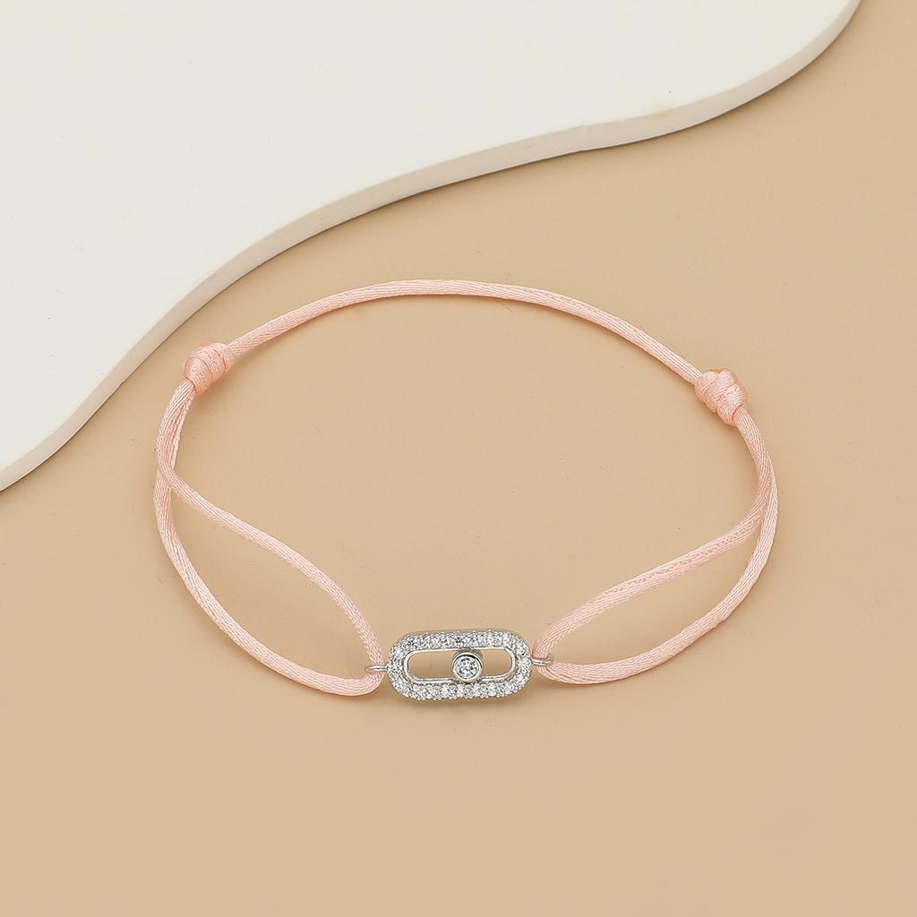 New Simple Fashion Women's Can be moved Round Zircon Rope Bracelet Lace up Chain Adjustable Rope Bracelet jewelry accessory