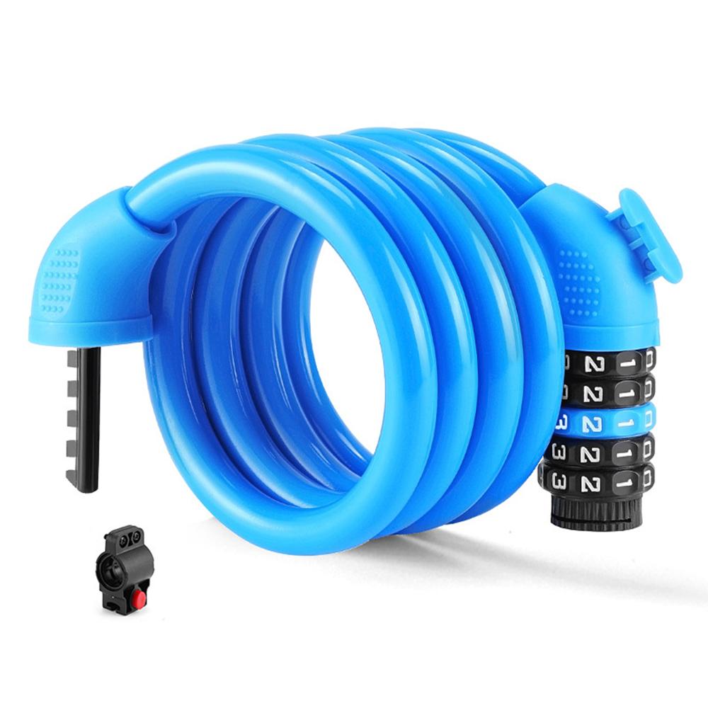 BENGGUO 5-stellige Zahlenschloss für Fahrräder, dickes Stahlkabel, Diebstahlschutz-Sicherheitsschloss mit Halterung