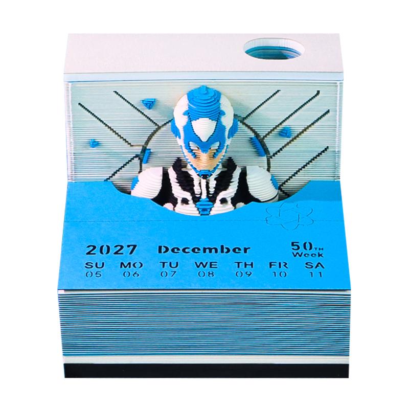 Classic 2027 Desk Calendar with LED Light 3D Tear-away Functional Office Decor
