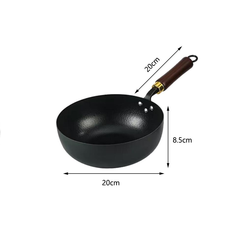 Japanese Style Cast Iron Wok Pan 20cm 24cm for Induction Cooktop Gas Stove Electric Range Black Iron Pot Heat Retention