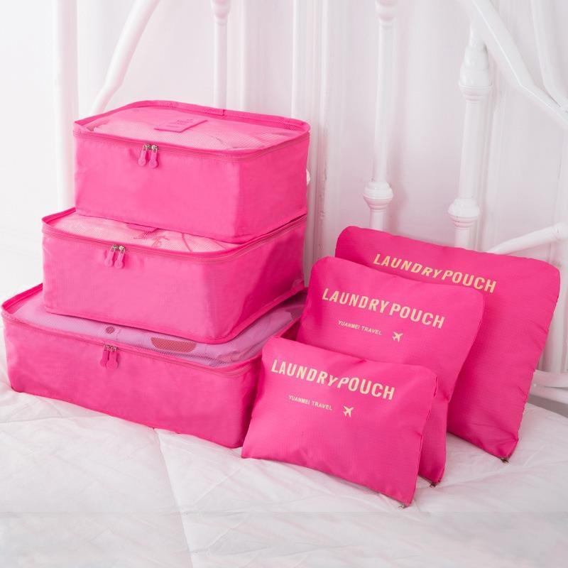 Travel Organizer Cubes 6-Piece with 4 Compartments, Luggage Packing Cubes for Underwear, Socks, Clothes, Suitcase Storage Bags