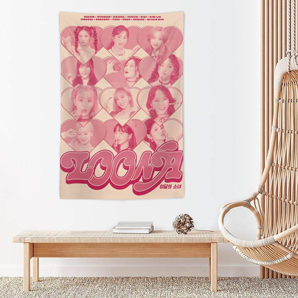 Korea Kpop Band LLoona Kpop Tapestry Microfiber Wall Hanging For Bedroom Living Room Decor Outdoor Festival Bar Background