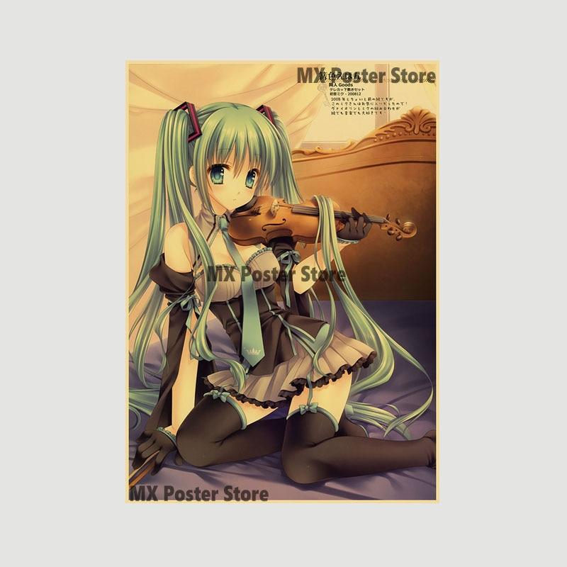 

Аниме идол мультфильм певец Мику плакат HD печать крафт-бумага ретро настенные художественные фотографии спальня декоративная живопись домашний декор подарки 42x30cm