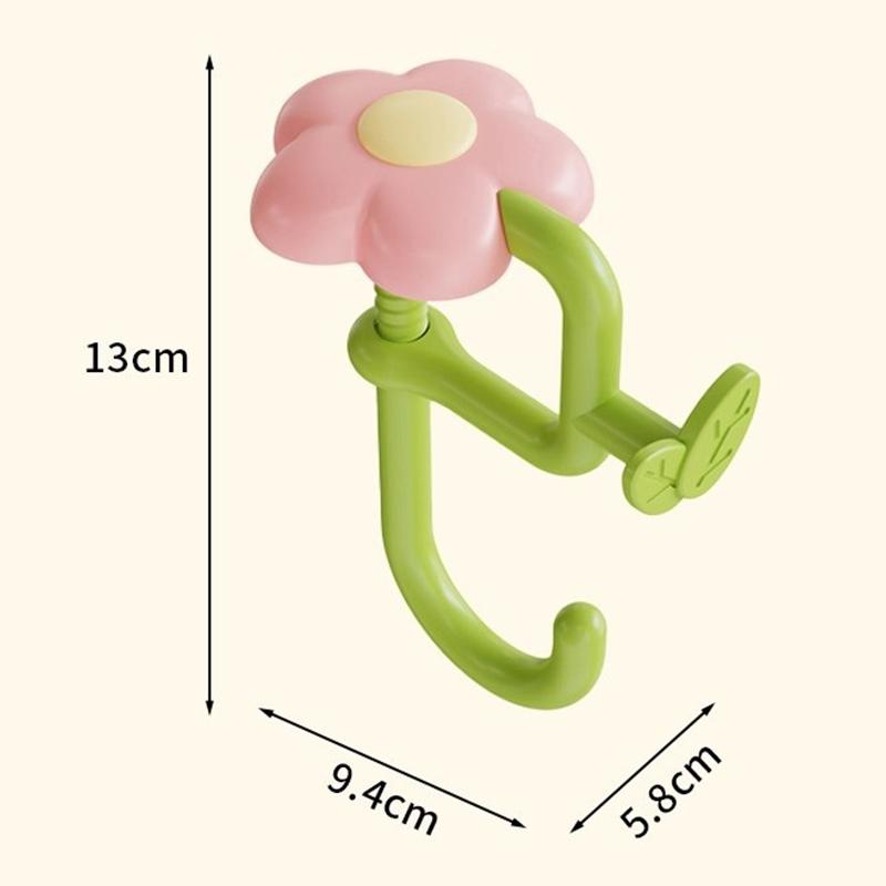 Desktop Storage Hook Flower-Shaped Adjustable Hook Desk Edge Hook Removable For Office Headphones Backpacks