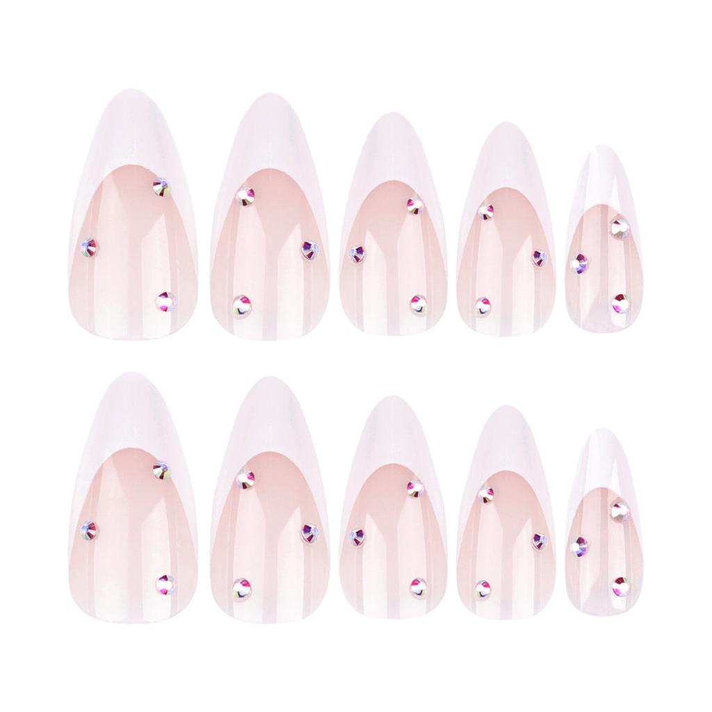 Gentle Pink Almond Fake Nails Long Lasting Safe Material Waterproof False Nails for Shopping Traveling Dating